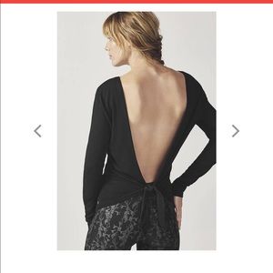 Long sleeve backless jersey top